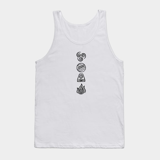 The Four Elements Black Tank Top by Aniprint